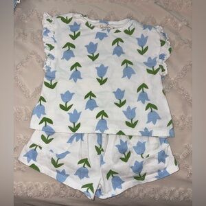 Jessica Simpson Floral Kids Shorts Set - Blue and Green 24M